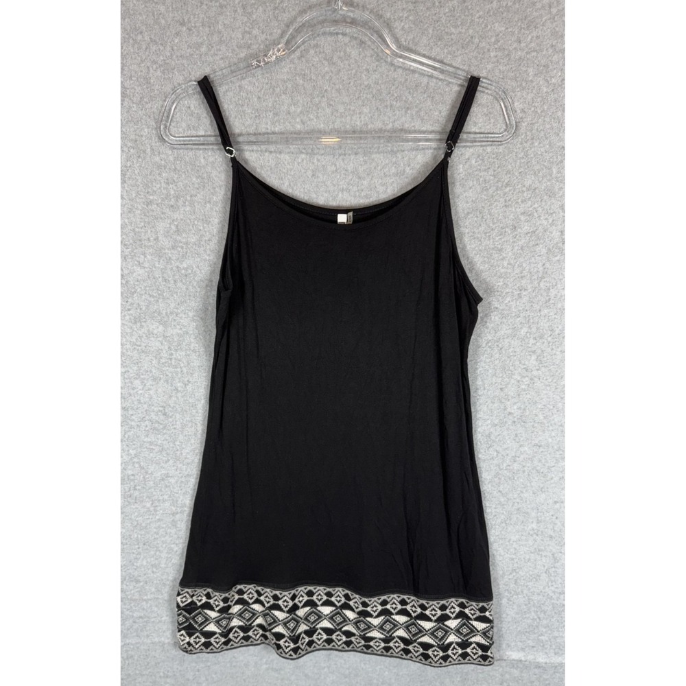 Monoreno Tank Top Womens Large Embroidered Boho Aztec Trim Adjustable Straps
